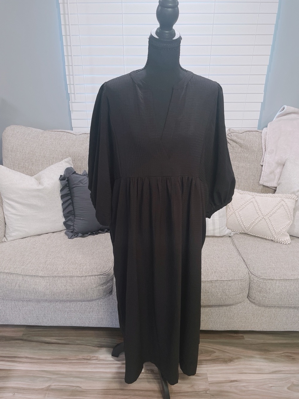 Gibson Latimer Black High Waisted Midi Dress, Size M